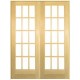 Smooth 15 Lite Solid Core Unfinished Pine Prehung Interior French Door