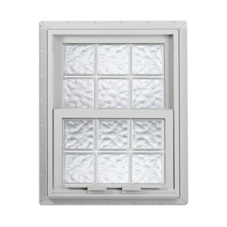 28.125 in. x 28.75 in. Acrylic Block Single Hung Vinyl Window - White